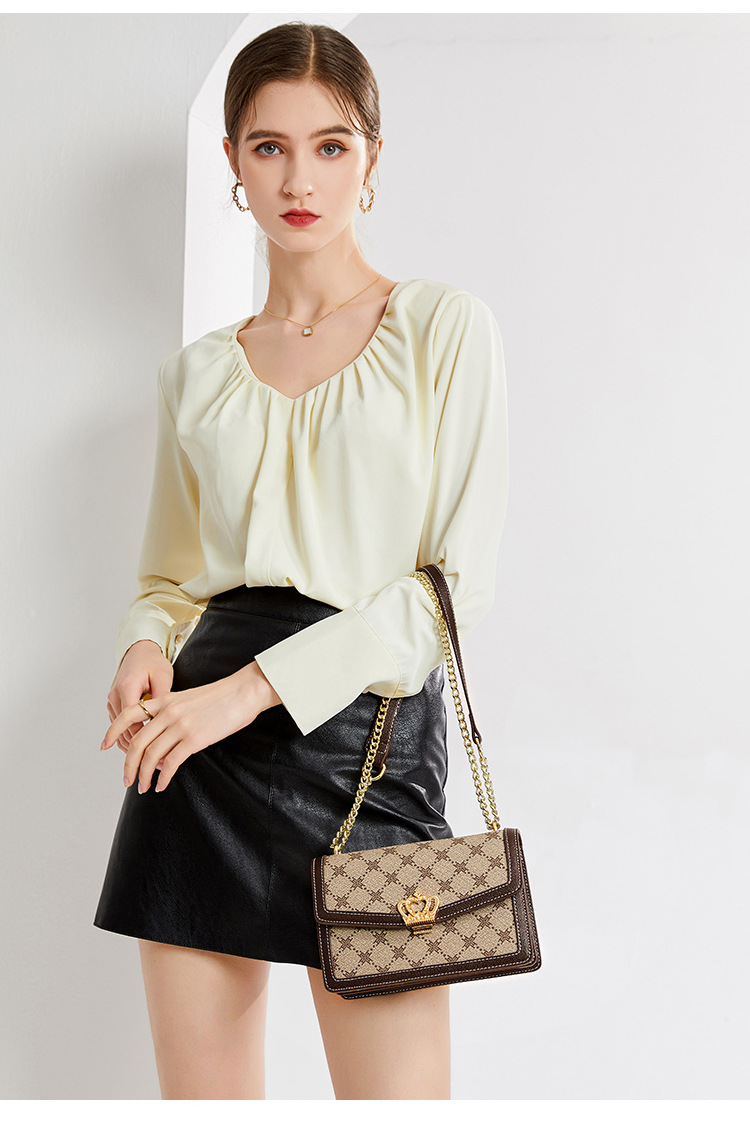 women 2025 Shoulder Bag Monogram Pattern Canvas with Crown Detail